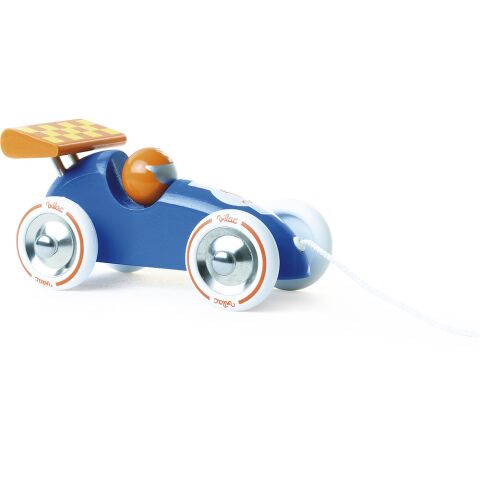 Vilac Pulling Rennwagen blau mit orangem Flügel